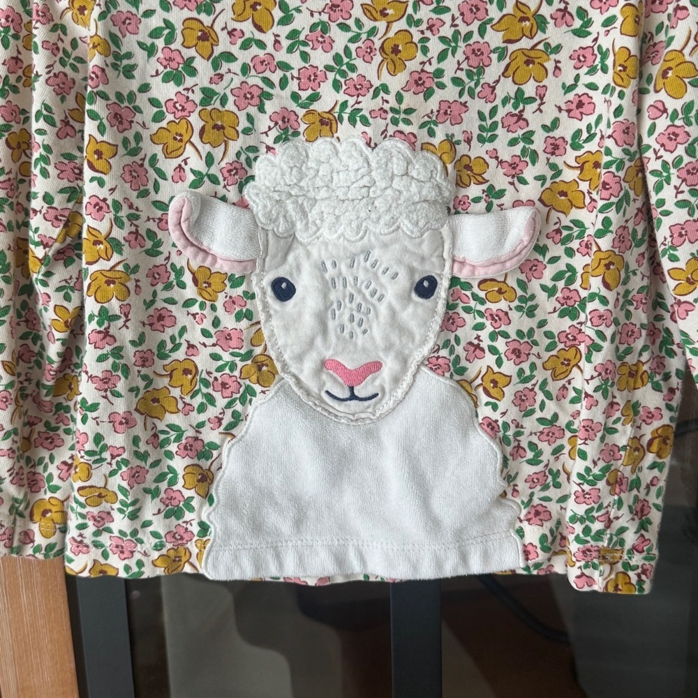 Mini Boden floral Lamb Appliqué long sleeve tee sweater 3D Farm sheep toddler - Picture 3 of 6